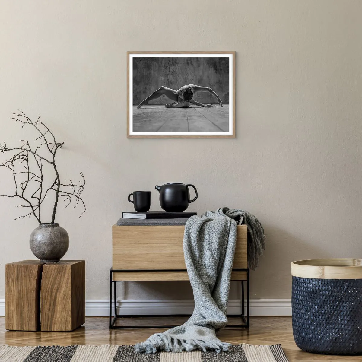 Pôster com moldura de carvalho claro - Simetria encontrada - 50x40 cm