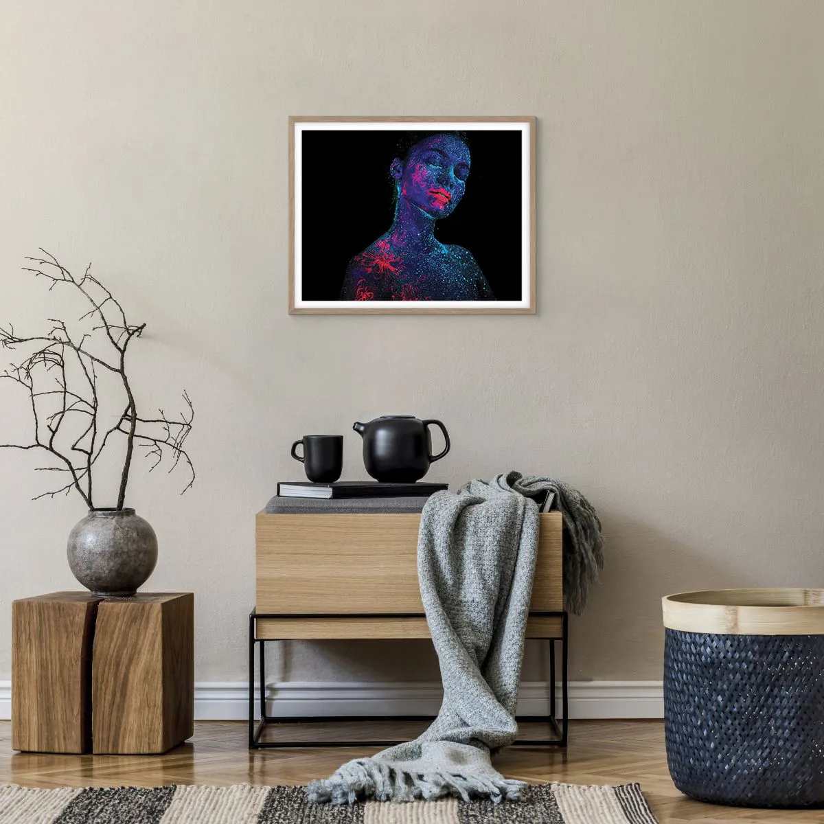 Een poster in een licht eiken lijst - in sterrenstof - 50x40 cm