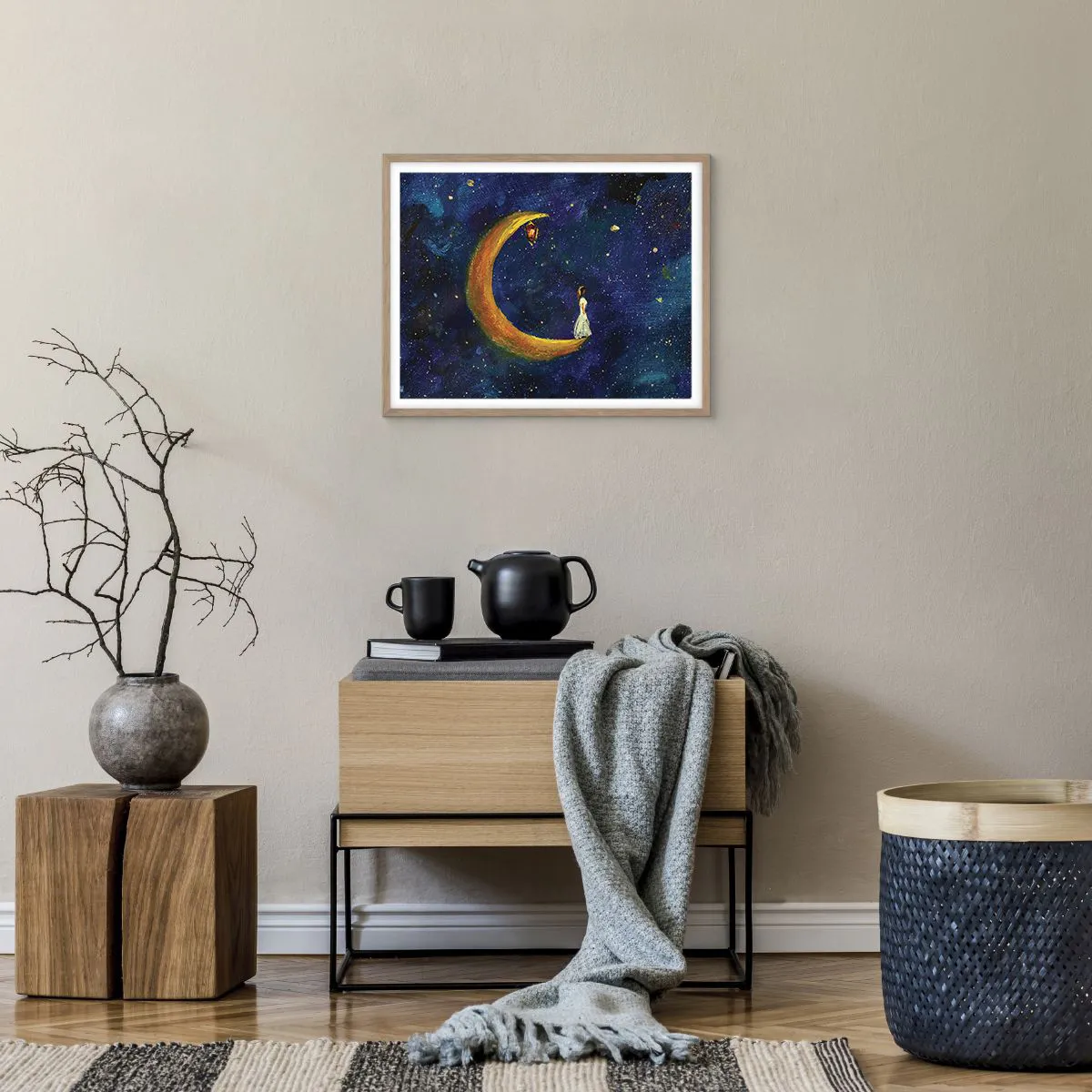Poster in light oak frame - Calling of the World - 50x40 cm