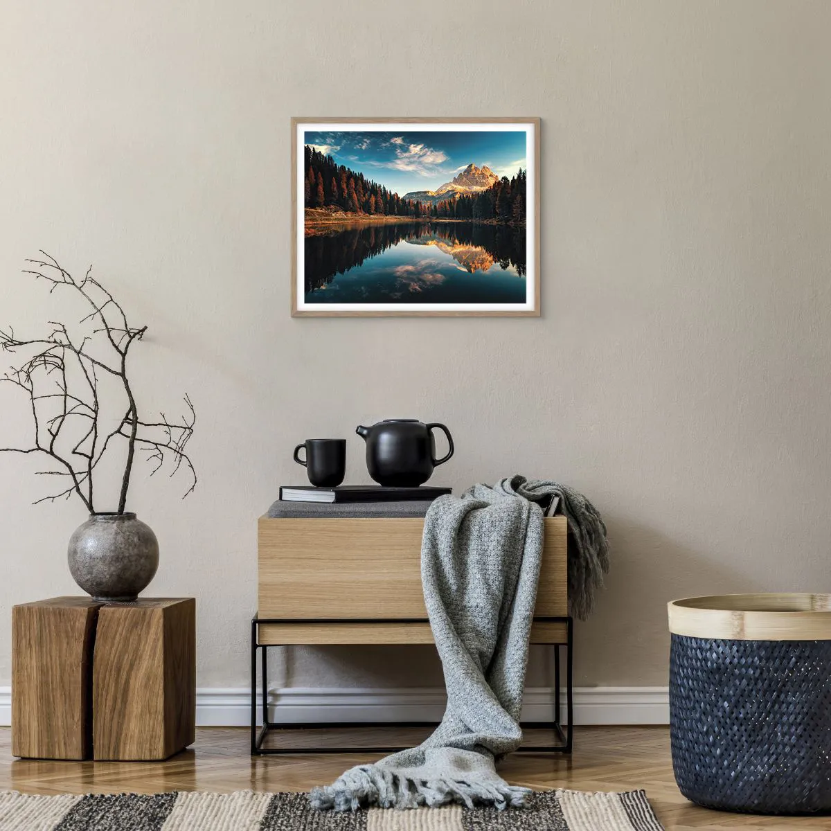 Plakat i ramme af lyst egetræ - Dobbelt landskab - 50x40 cm