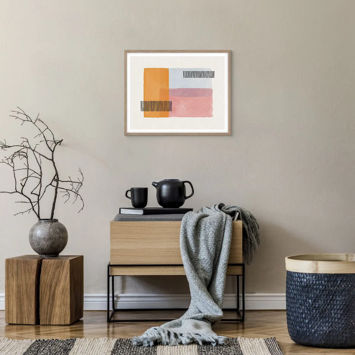 Poster in einem Rahmen aus heller Eiche - Von Ecke zu Ecke - 50x40 cm