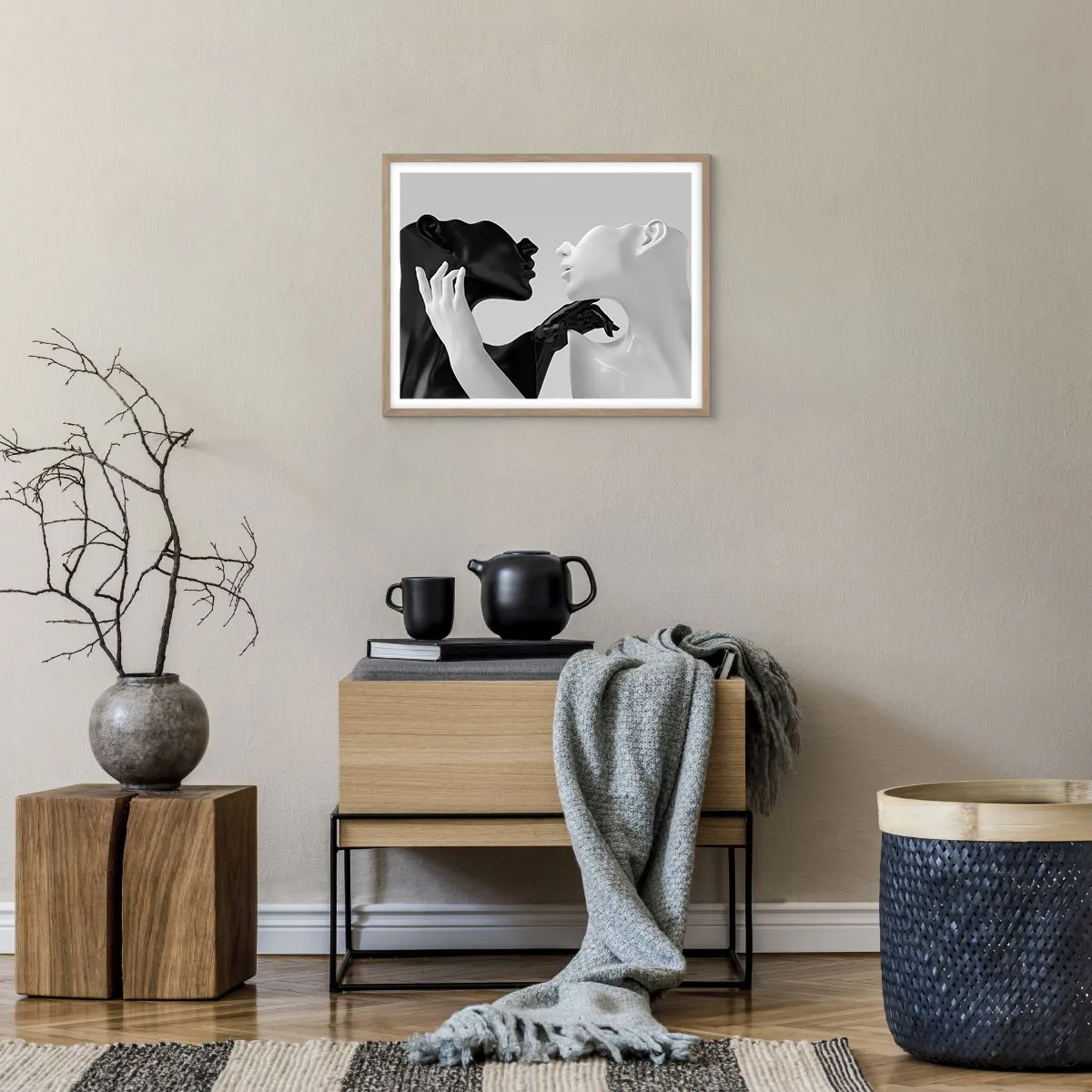 Affiche dans un chêne clair - Poster - Attraction - désir - 50x40 cm