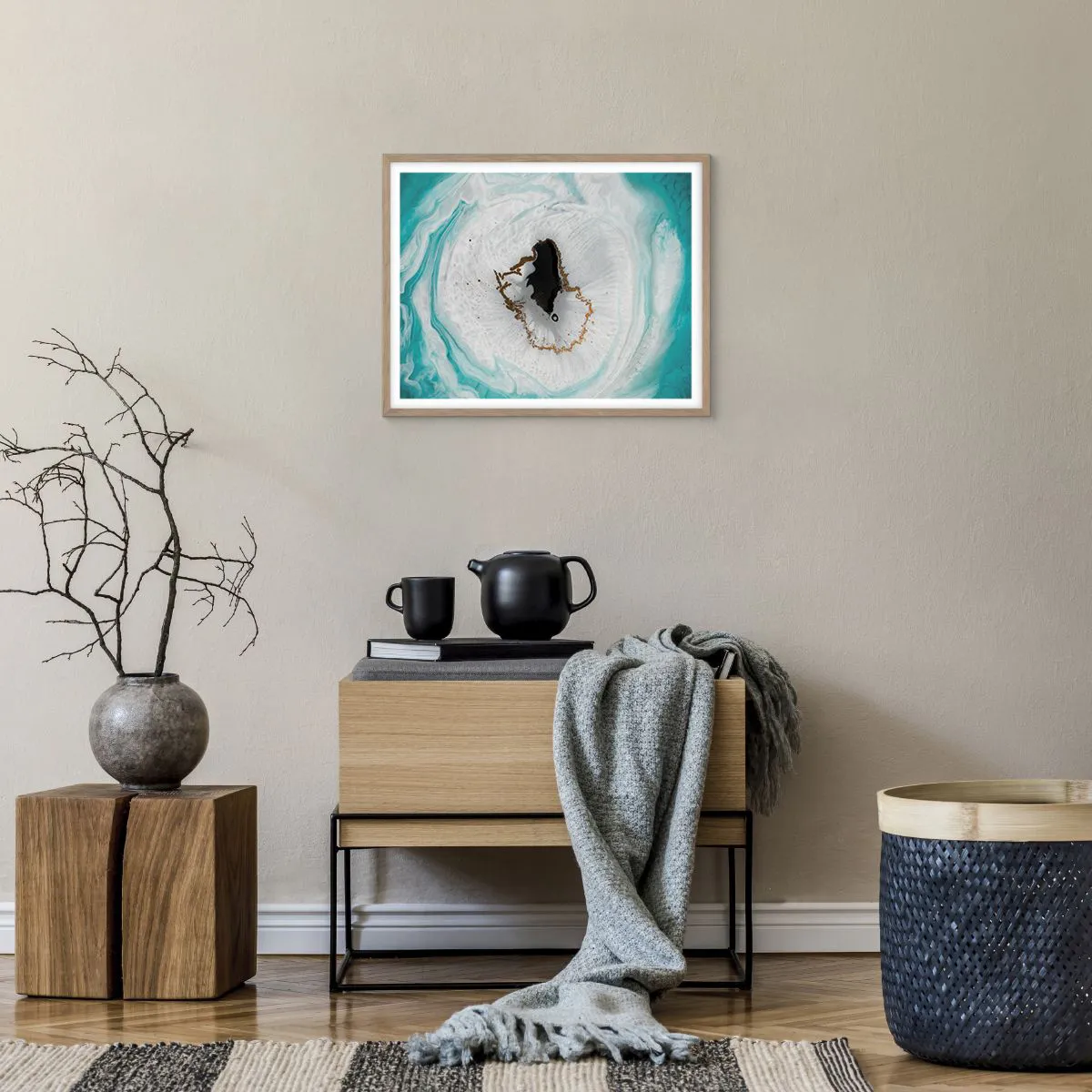 Pôster com moldura de carvalho claro - Penetrar no interior - 50x40 cm