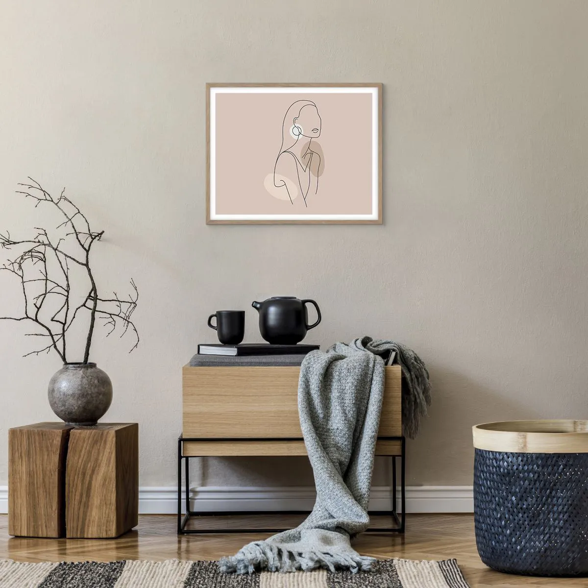 Plakát v rámu světlý dub - Dívčí ikona - 50x40 cm