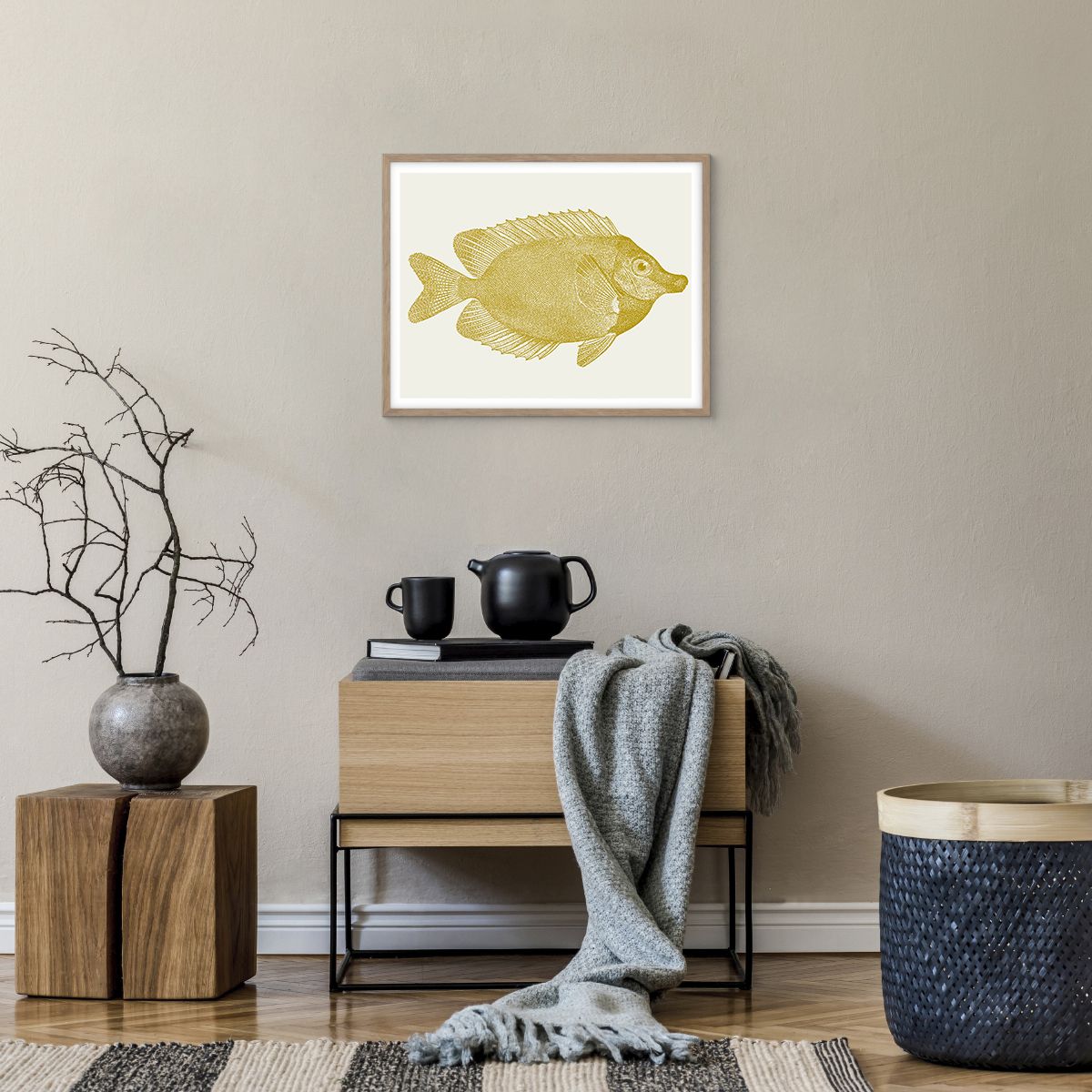 Poster in einem Rahmen aus heller Eiche Fisch, Poster in einem Rahmen aus heller Eiche Strand, Poster in einem Rahmen aus heller Eiche Tier