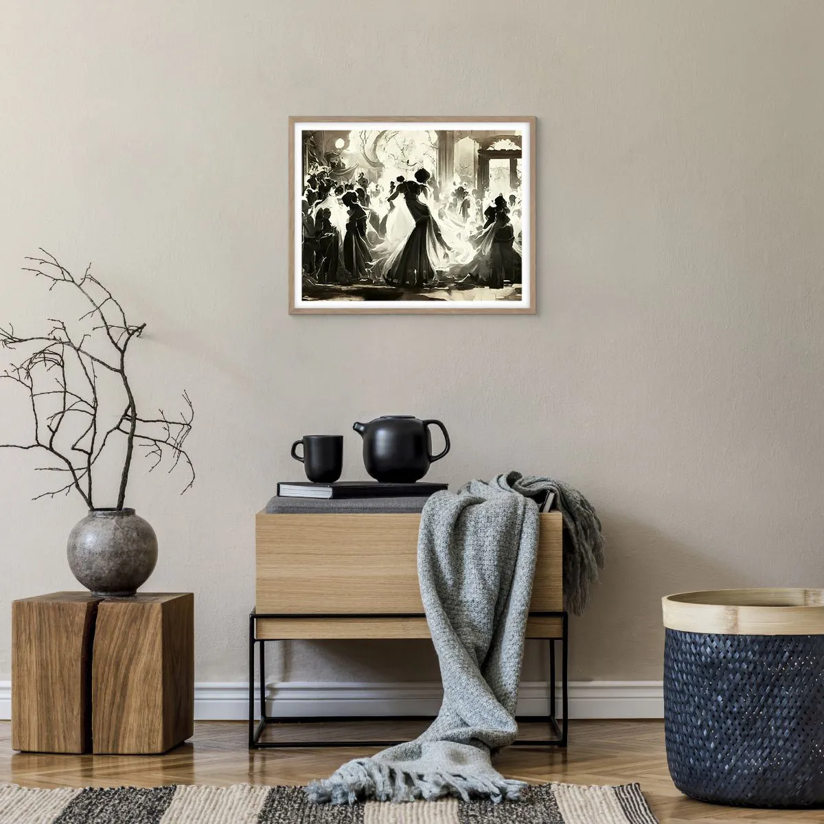 Pôster com moldura de carvalho claro - O grande baile de máscaras - 50x40 cm