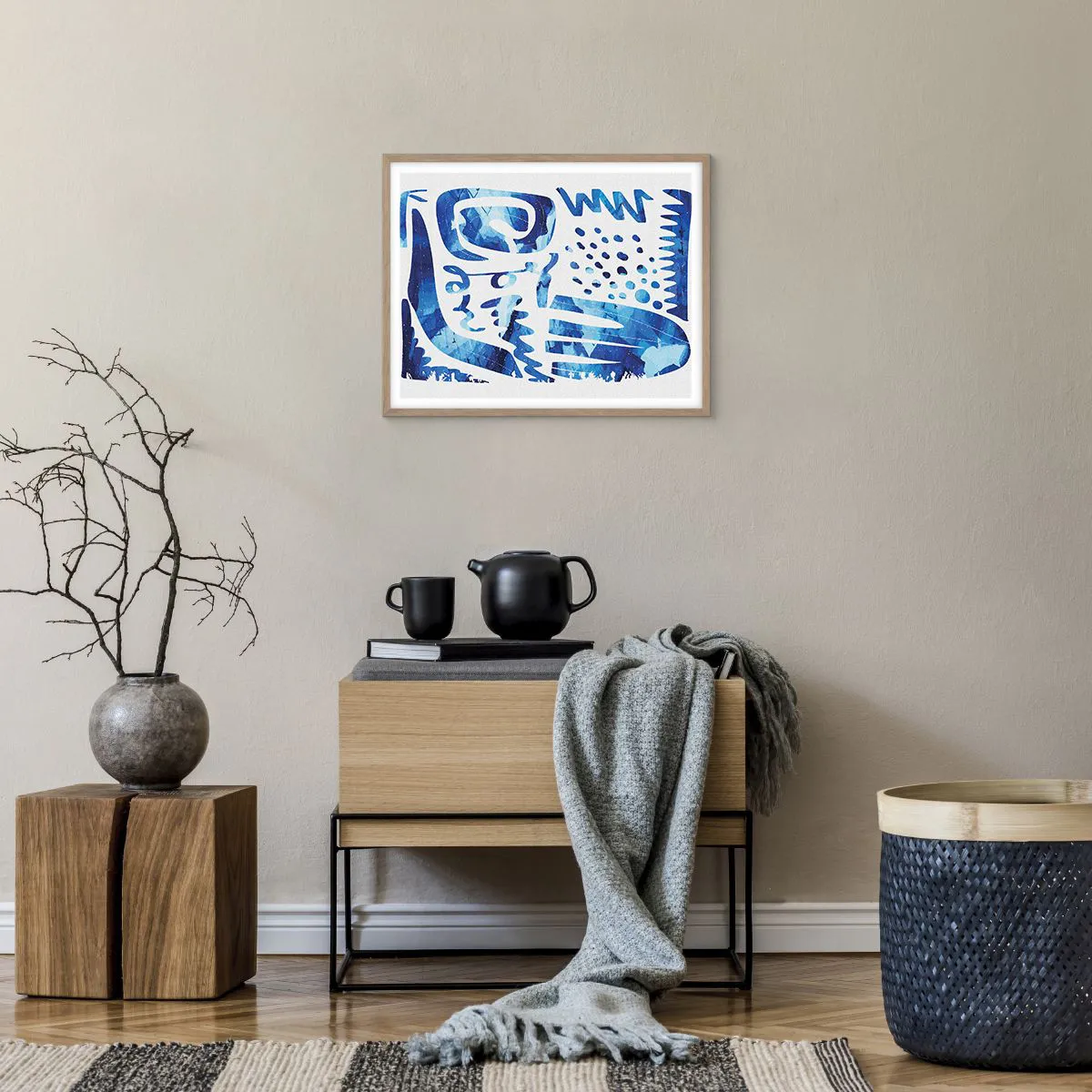 Plakat i ramme af lyst egetræ - Tilbage til rødderne - 50x40 cm