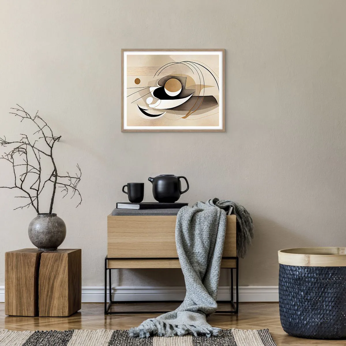 Poster in einem Rahmen aus heller Eiche - Komposition: die Essenz des Wortes - 50x40 cm