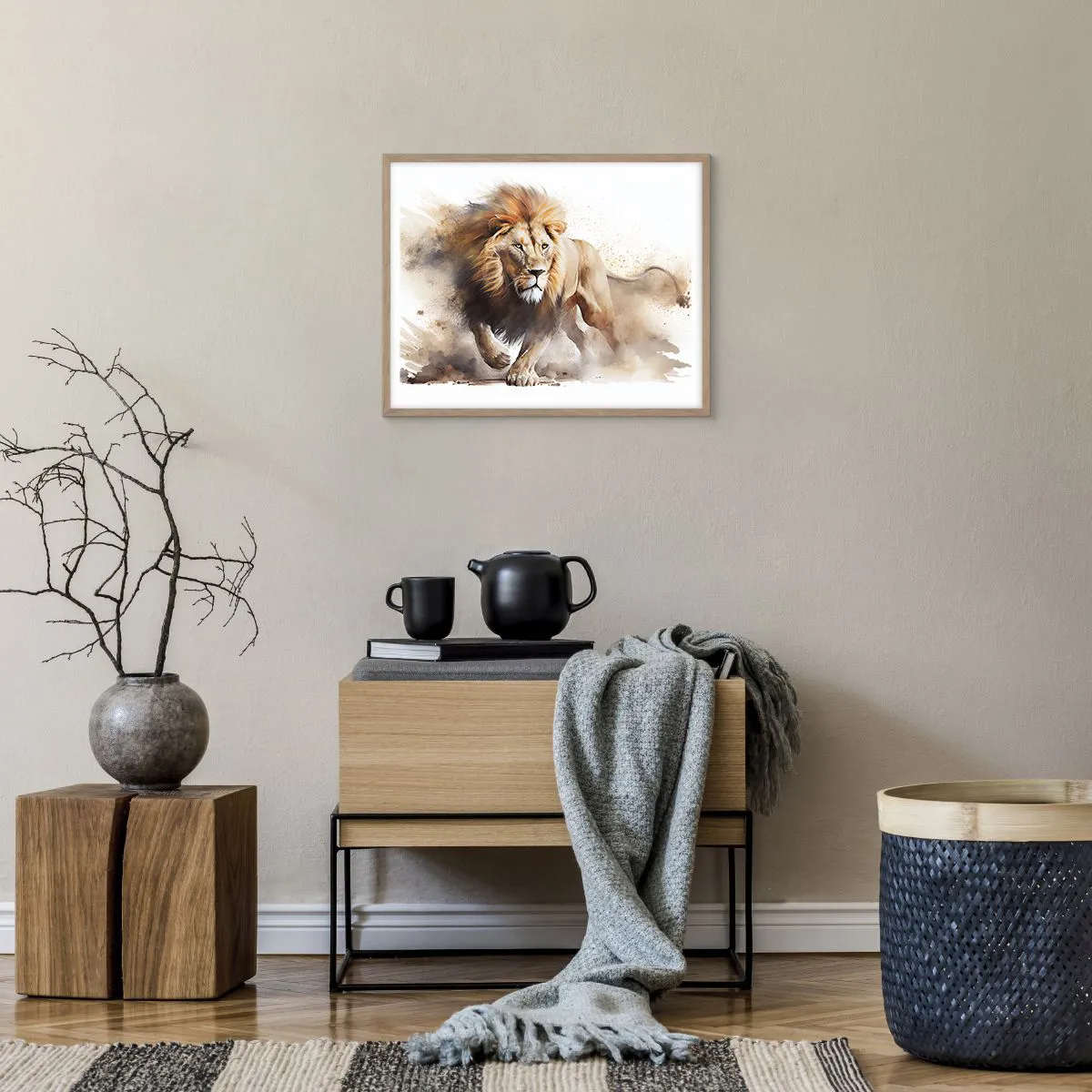 Poster în ramă de stejar deschis - Regele se mișcă  - 50x40 cm