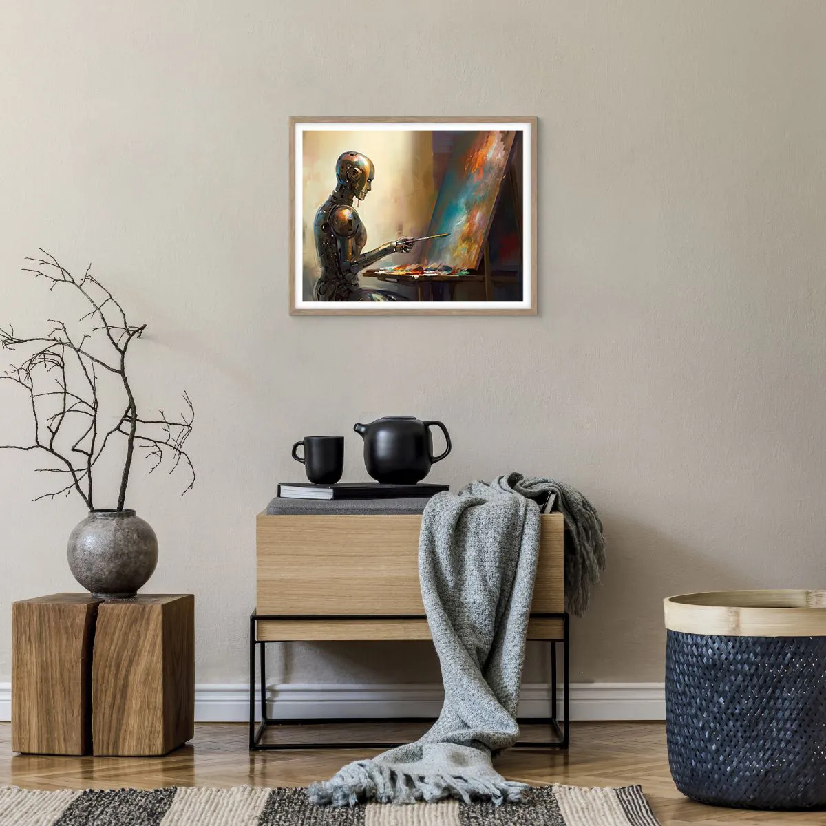 Póster en marco roble claro - Arte del futuro - 50x40 cm