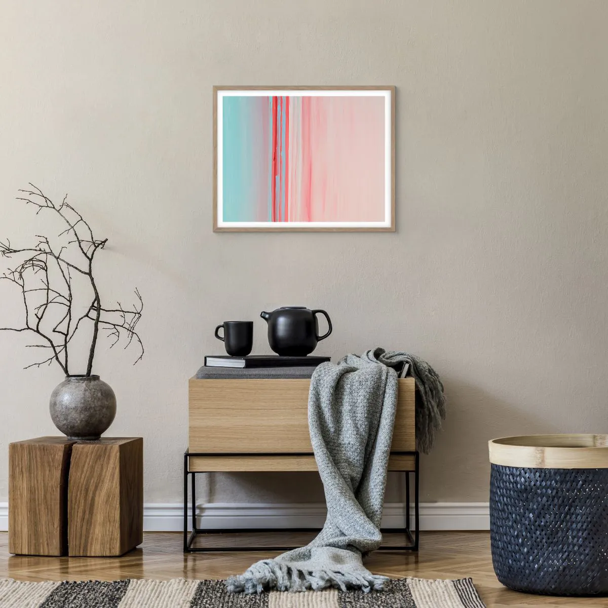 Affiche dans un chêne clair - Poster - Abstraction à l'aube - 50x40 cm