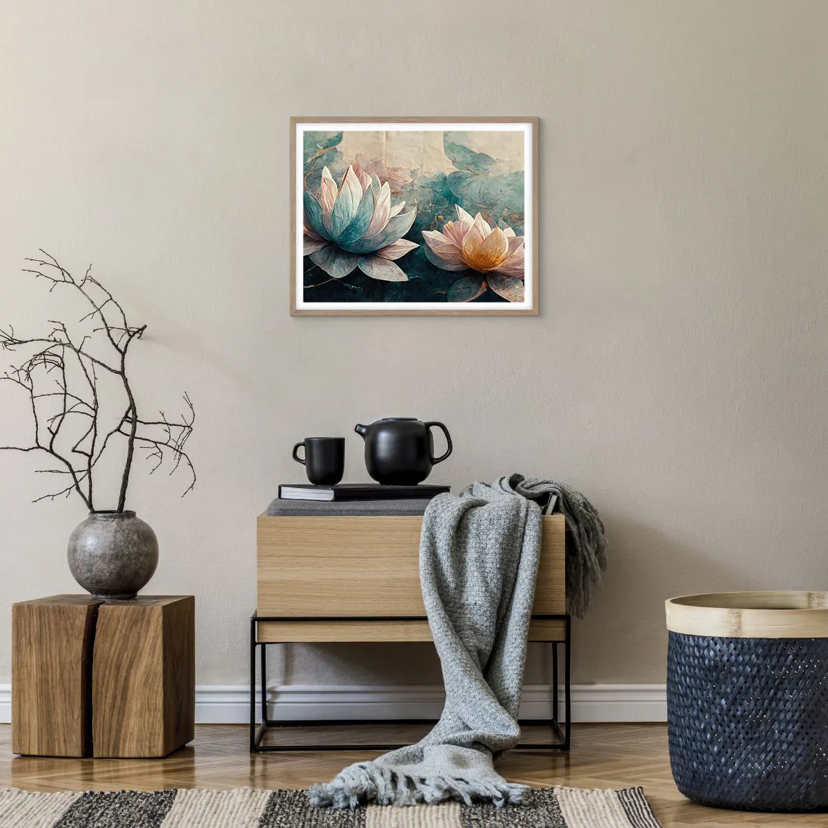 Affiche dans un chêne clair - Poster - Les étoiles du lac - 50x40 cm