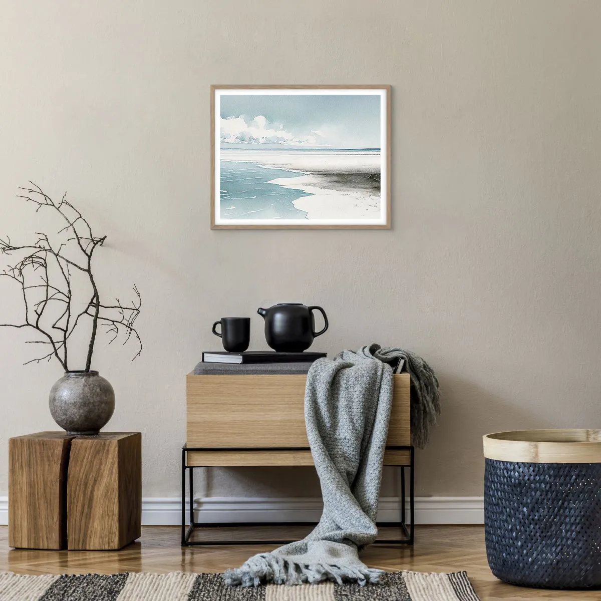 Plakat w ramie jasny dąb - Łagodny przypływ - 50x40 cm