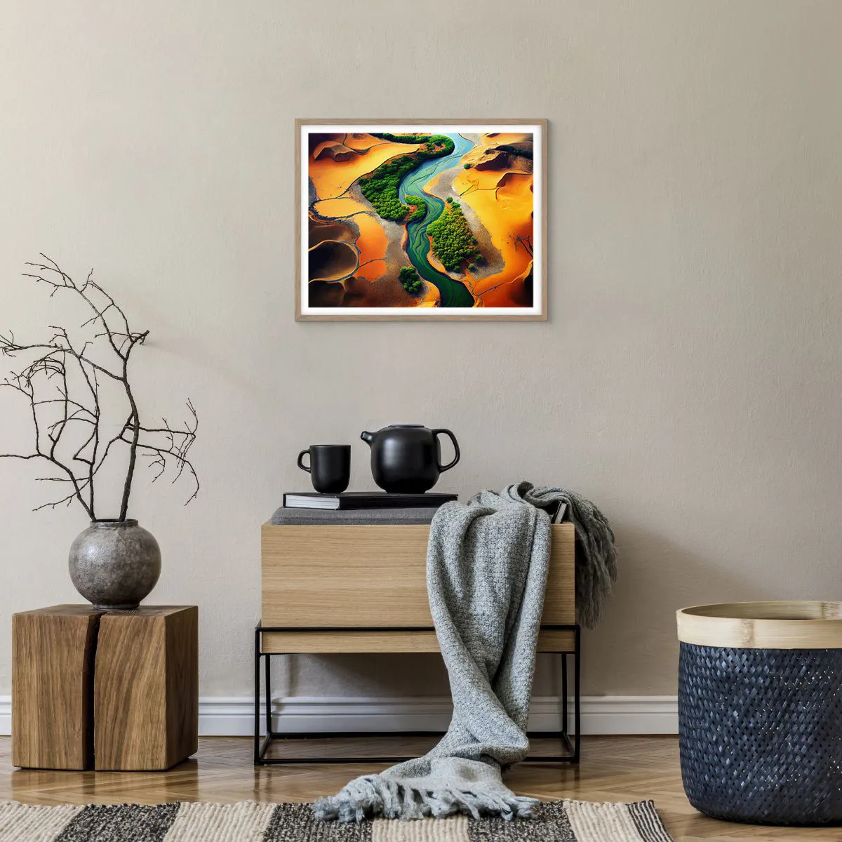 Poster în ramă de stejar deschis - Râul care dă viață - 50x40 cm
