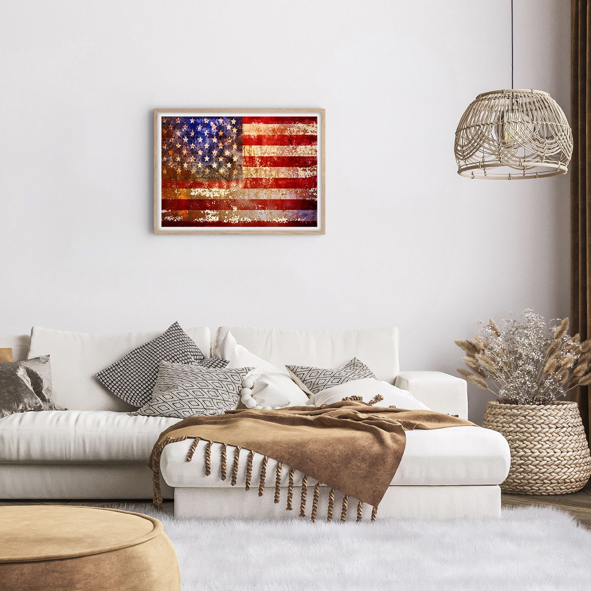 Poster in cornice rovere chiaro Arttor 70x50 cm - L'attimo non passa -  America, Bandiera Americana, Grafica, Arte, Stati Uniti D'America, Per il