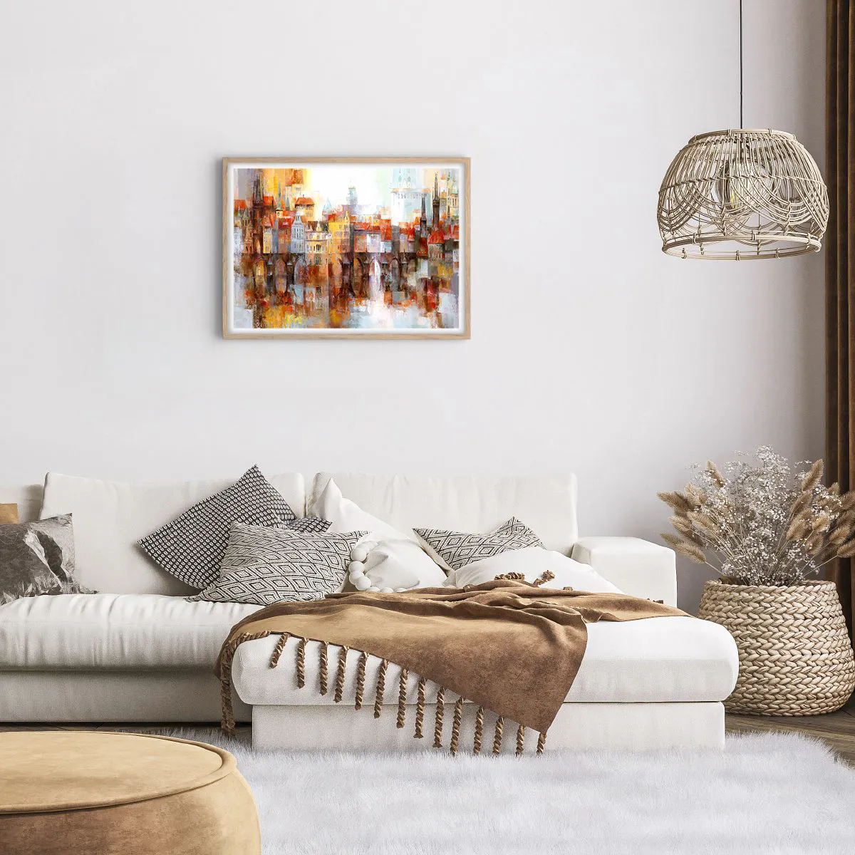 Plakat w ramie jasny dąb - Pod mostem też pięknie - 70x50 cm