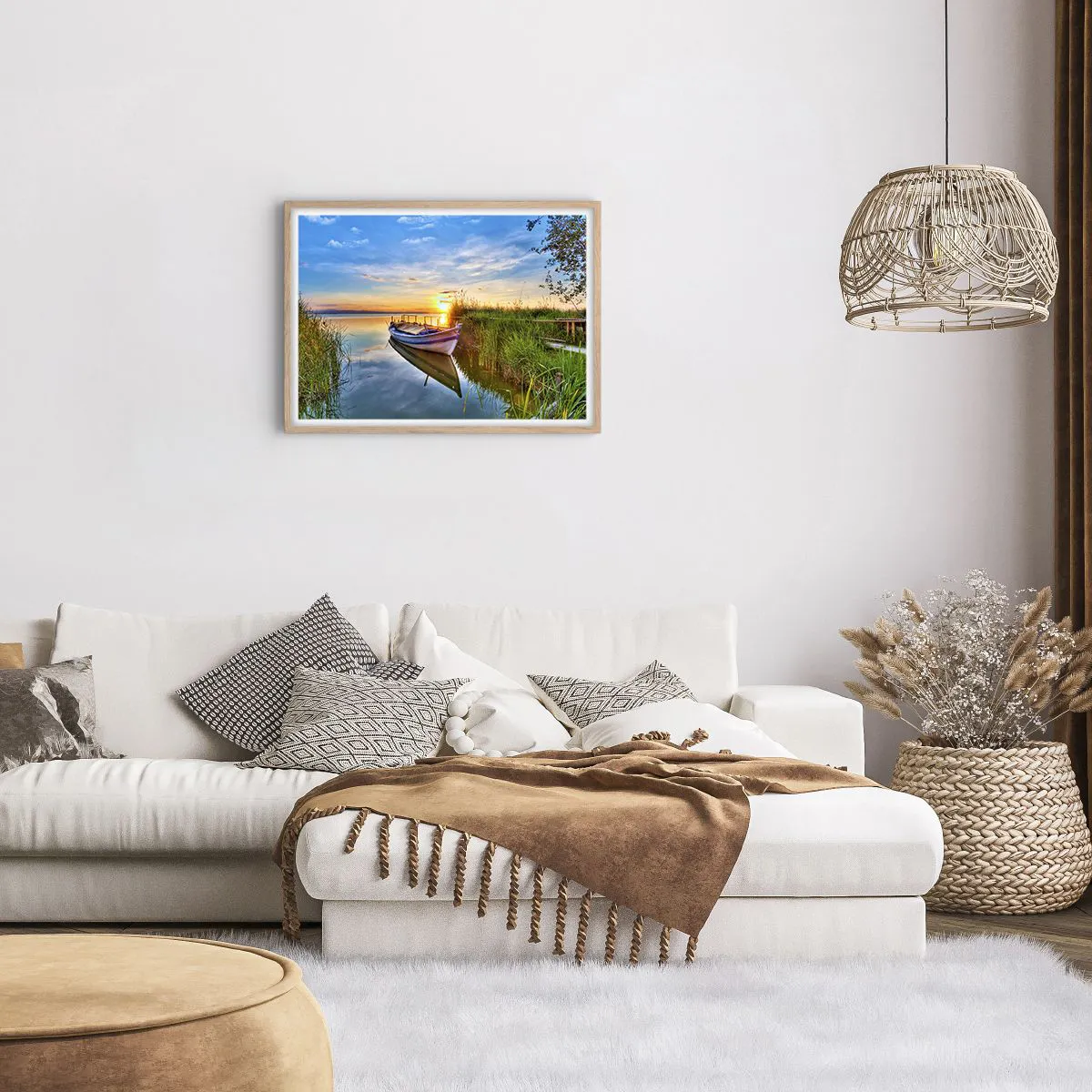 Plakat i ramme af lyst egetræ - Bugt med opfyldte drømme - 70x50 cm