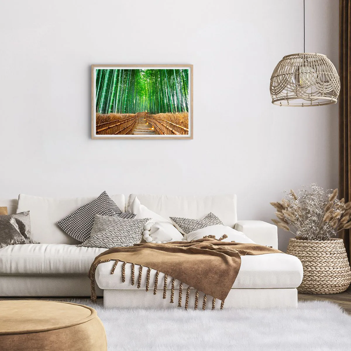 Plagát v ráme zo svetlého duba - Esencia ázijskej prírody - 70x50 cm