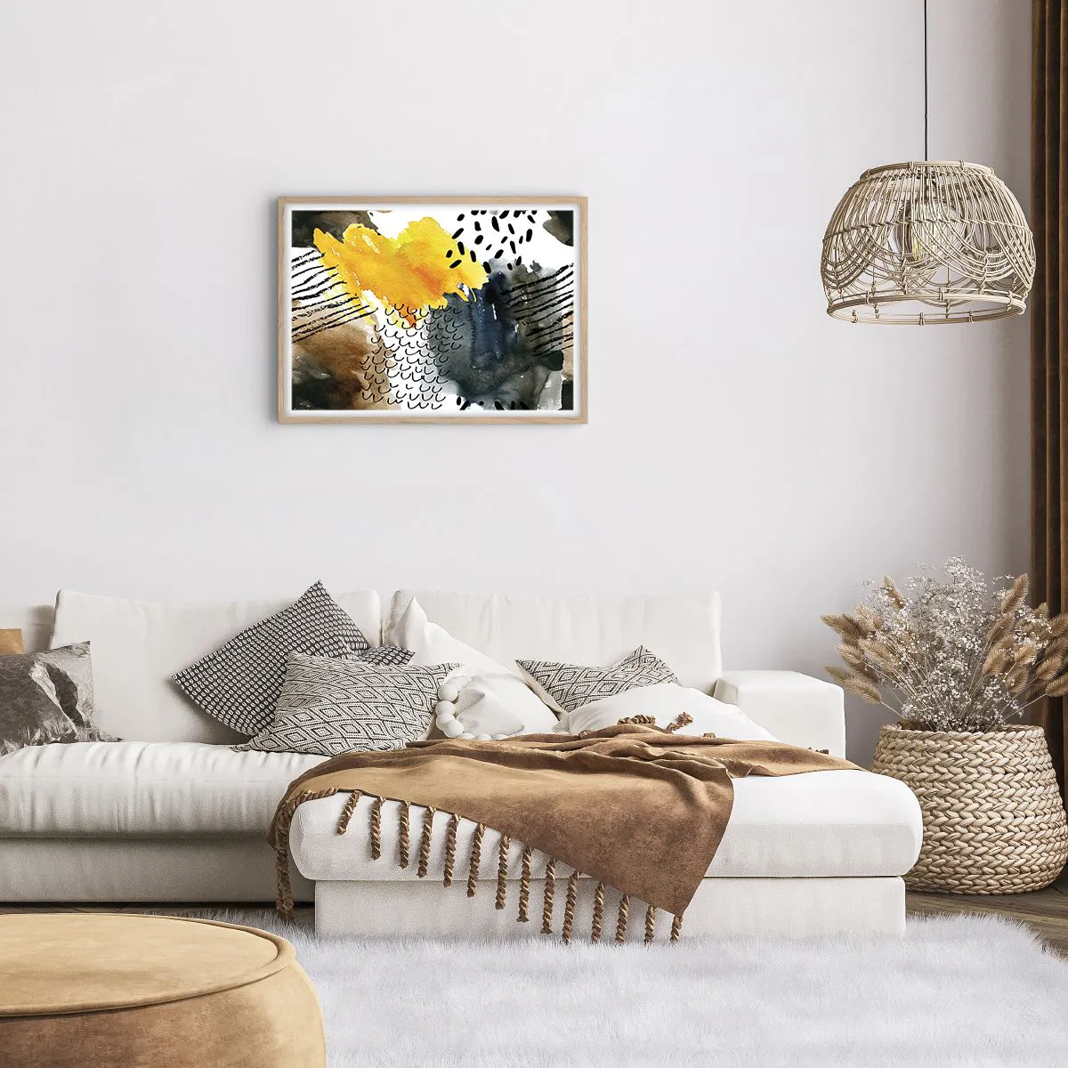 Póster en marco roble claro - Reunión de los elementos - 70x50 cm