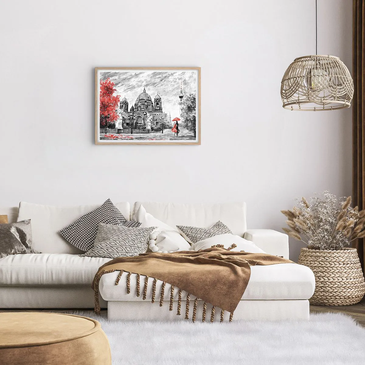 Plakat i ramme af lyst egetræ - Møde i Berlin - 70x50 cm