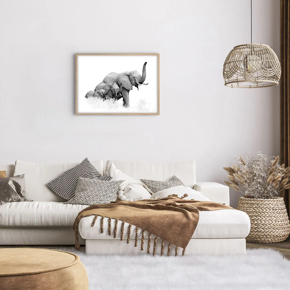 Póster en marco roble claro - Uno, dos, tres - 70x50 cm