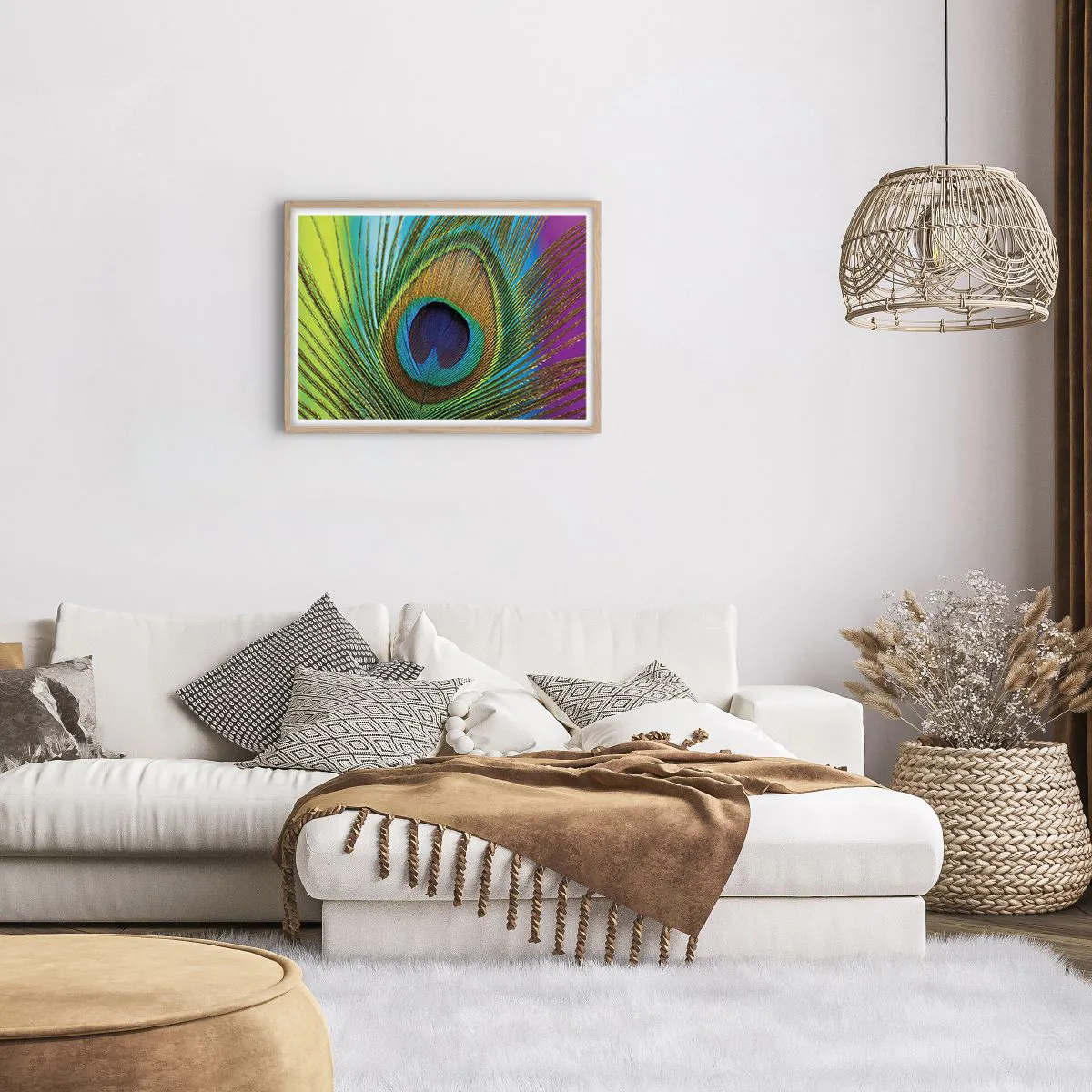 Plakat i ramme af lyst egetræ - Øje mod øje - 70x50 cm