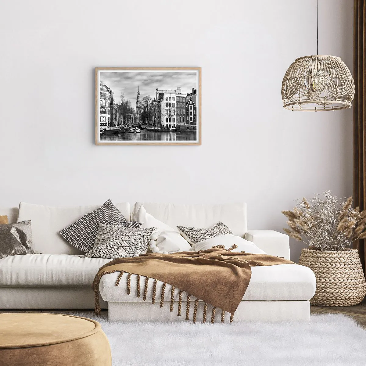 Poster in einem Rahmen aus heller Eiche - Amsterdamer Atmosphäre - 70x50 cm