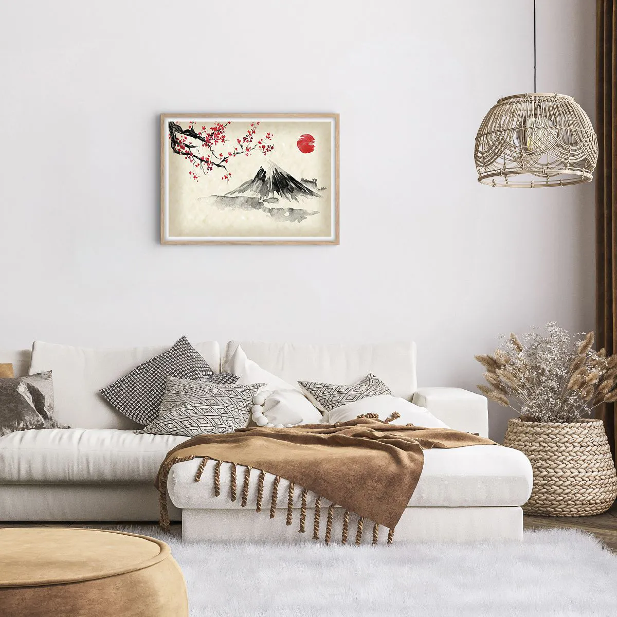 Plakat i ramme af lyst egetræ - Bliv forelsket i Japan - 70x50 cm