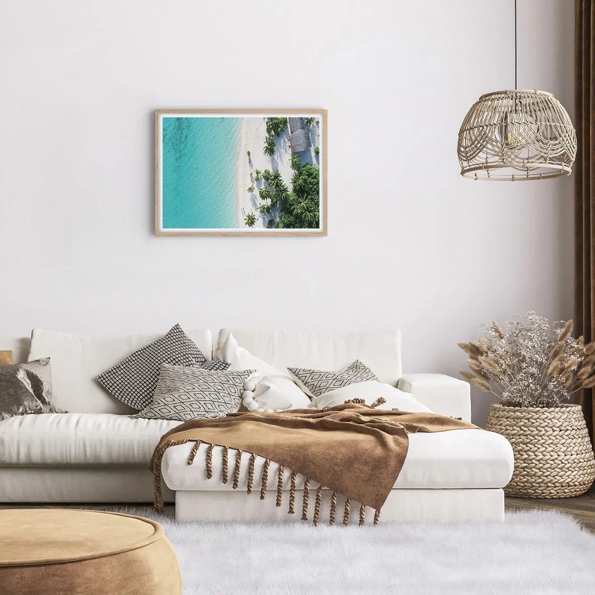 Plakát v rámu světlý dub - Dovolená v ráji - 70x50 cm