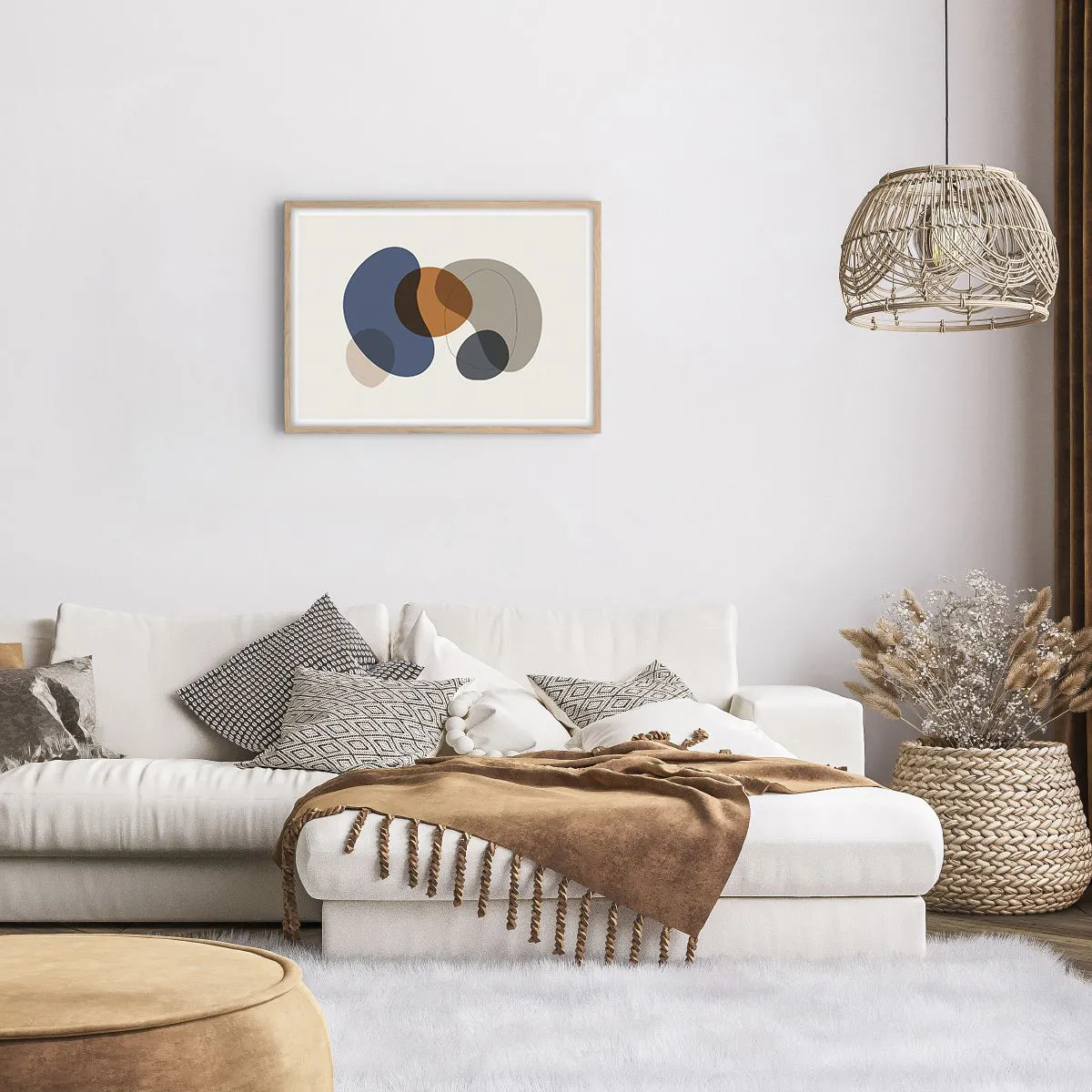 Plagát v ráme zo svetlého duba - Kvapky farieb - 70x50 cm