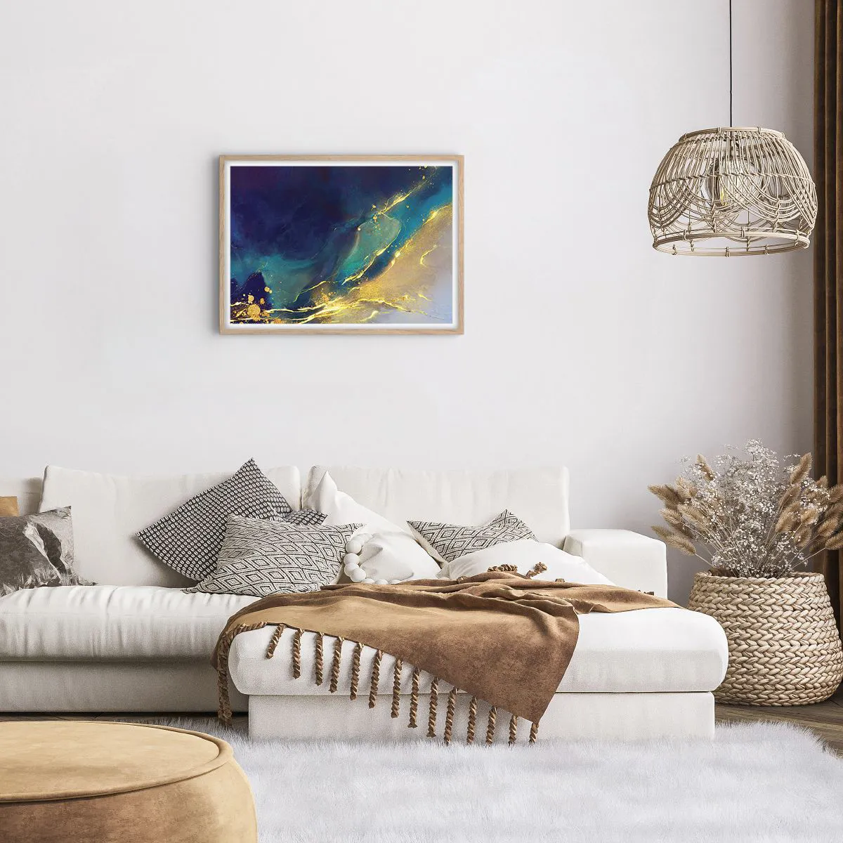 Plakát v rámu světlý dub - Zlatý močál - 70x50 cm