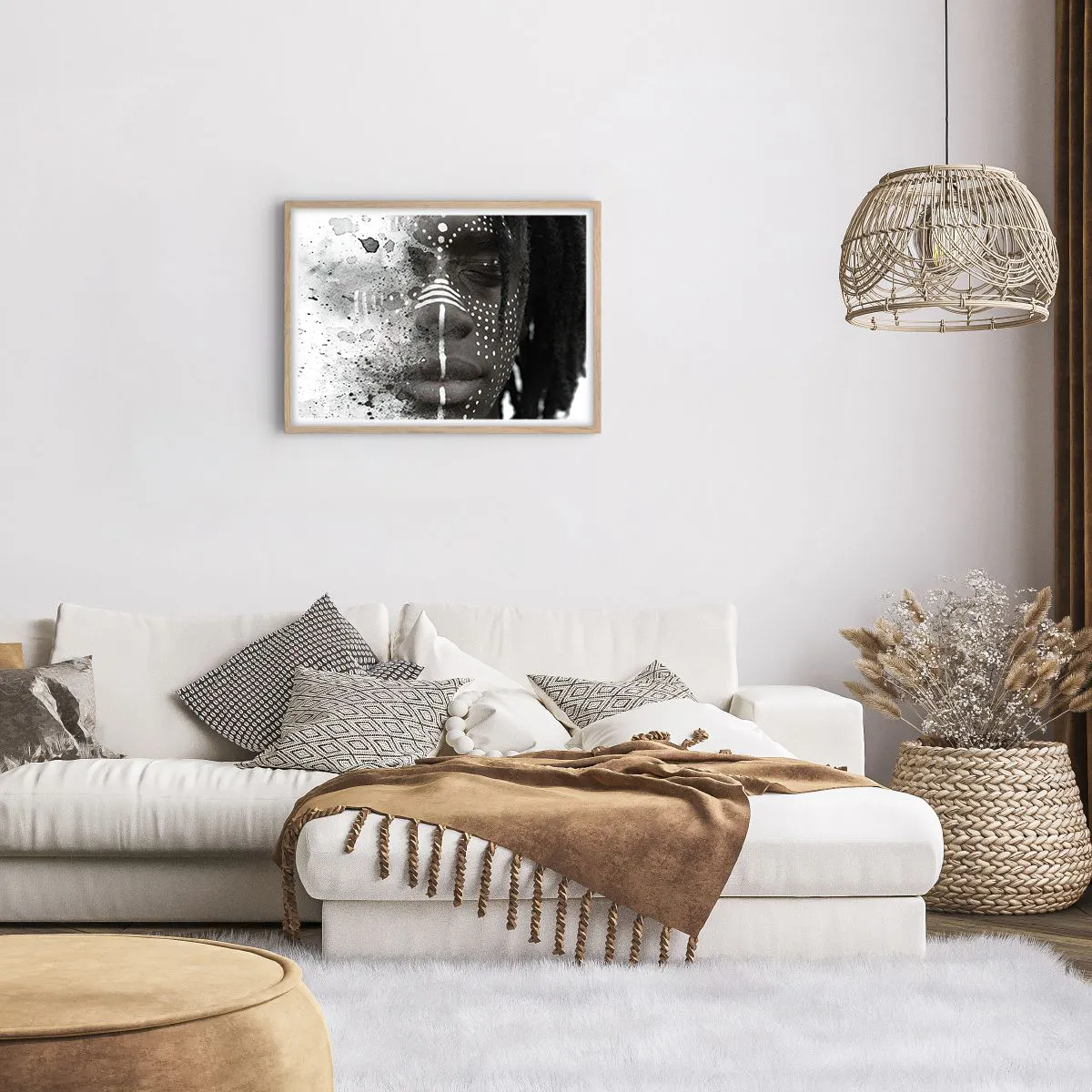 Plakat i ramme af lyst egetræ - Opdag den oprindelige ånd - 70x50 cm