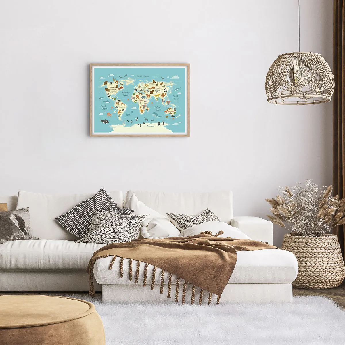 Poster în ramă de stejar deschis - Vecini buni - 70x50 cm