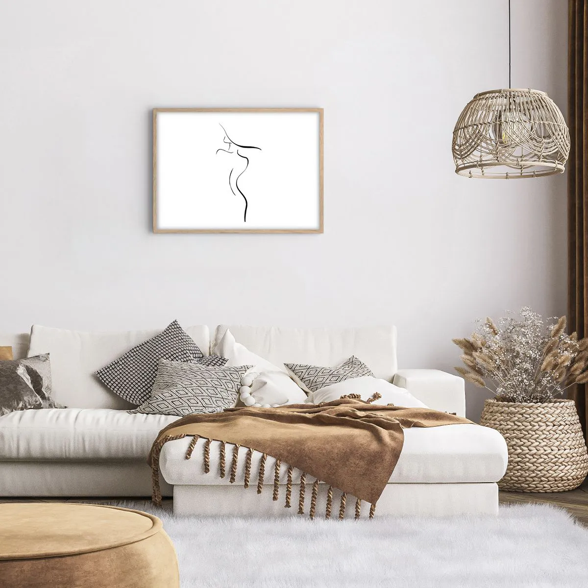 Poster in light oak frame - Elusive Like a Wave - 70x50 cm