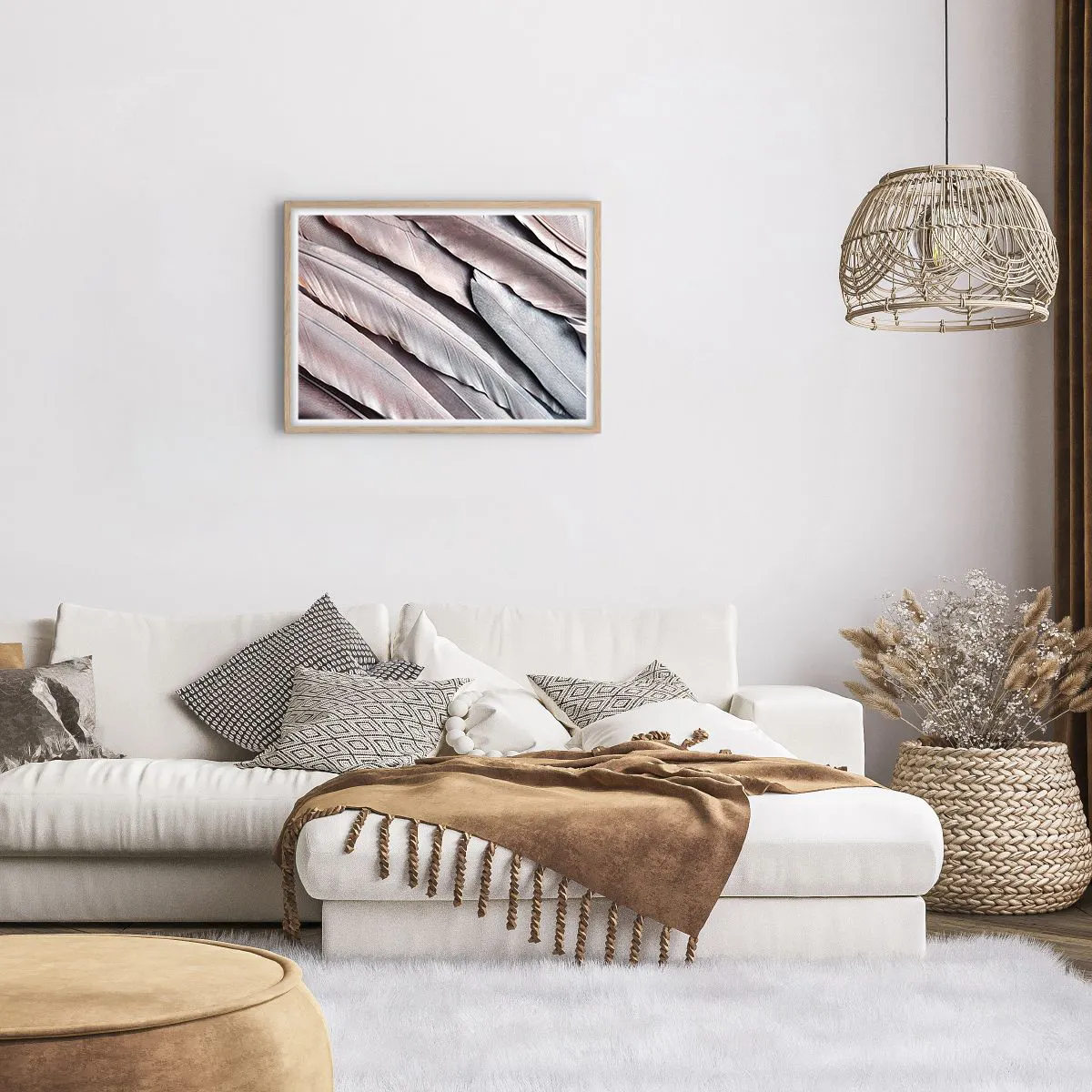 Poszter világos tölgy keretben - Rózsaszín ezüstben - 70x50 cm