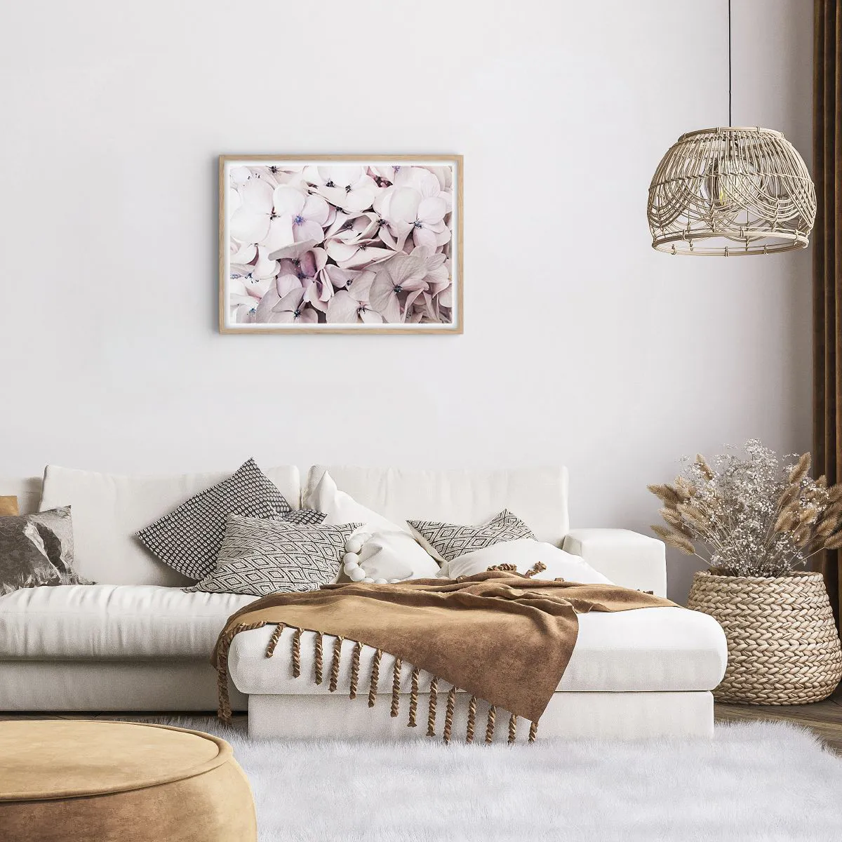 Poster in einem Rahmen aus heller Eiche - In einer Blumenflut - 70x50 cm