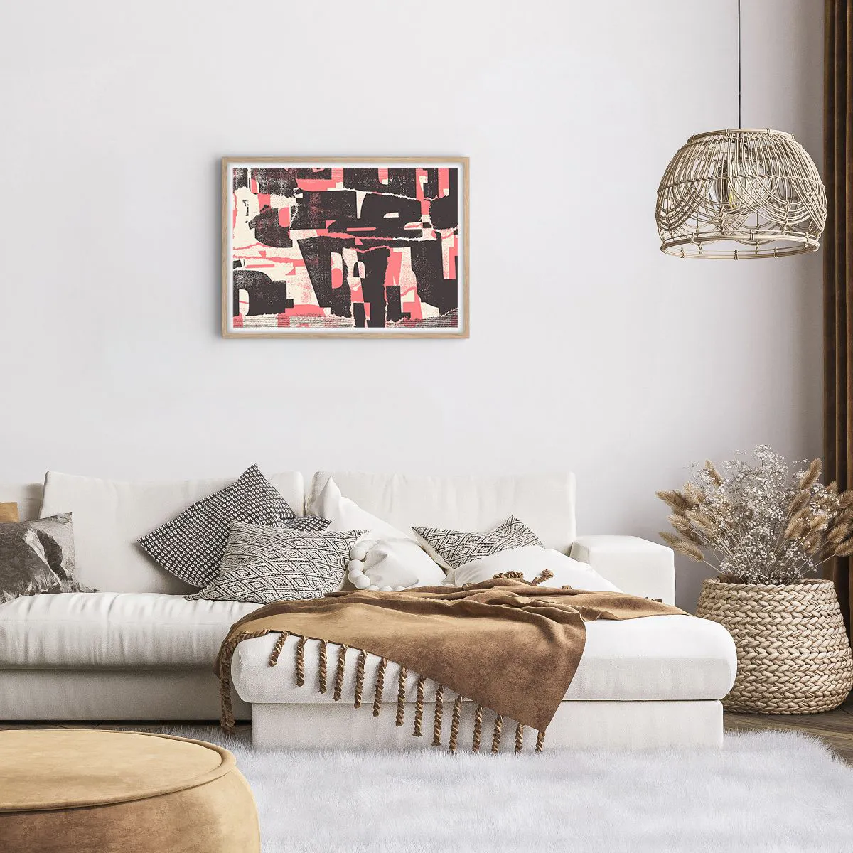 Poszter világos tölgy keretben - Minden nyüzsgés és nyüzsgés - 70x50 cm