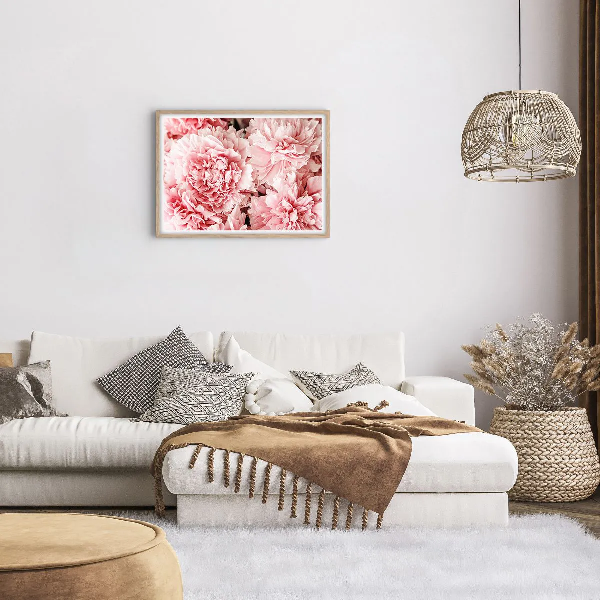 Pôster com moldura de carvalho claro - Sonho rosa - 70x50 cm