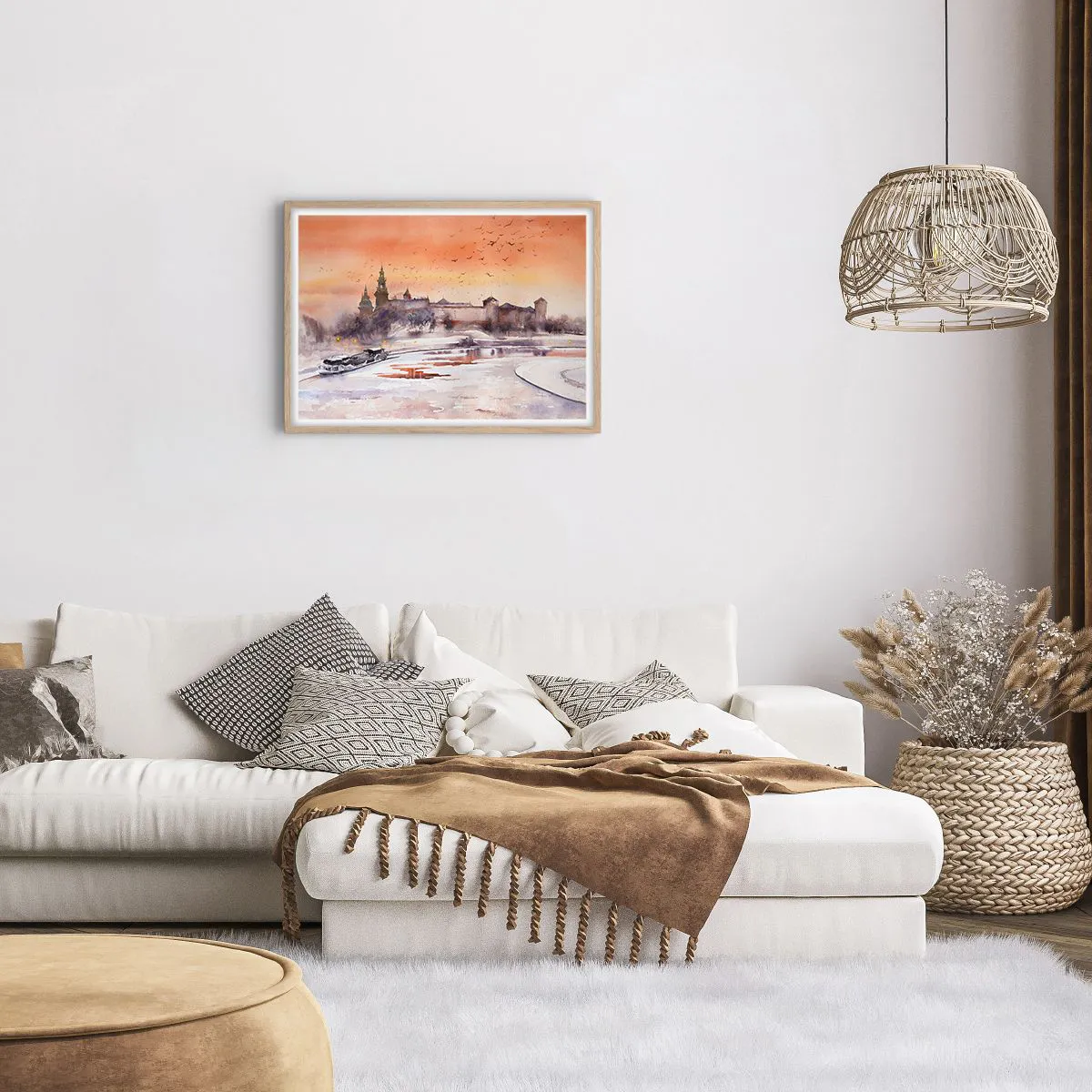 Poszter világos tölgy keretben - Királyi naplemente - 70x50 cm