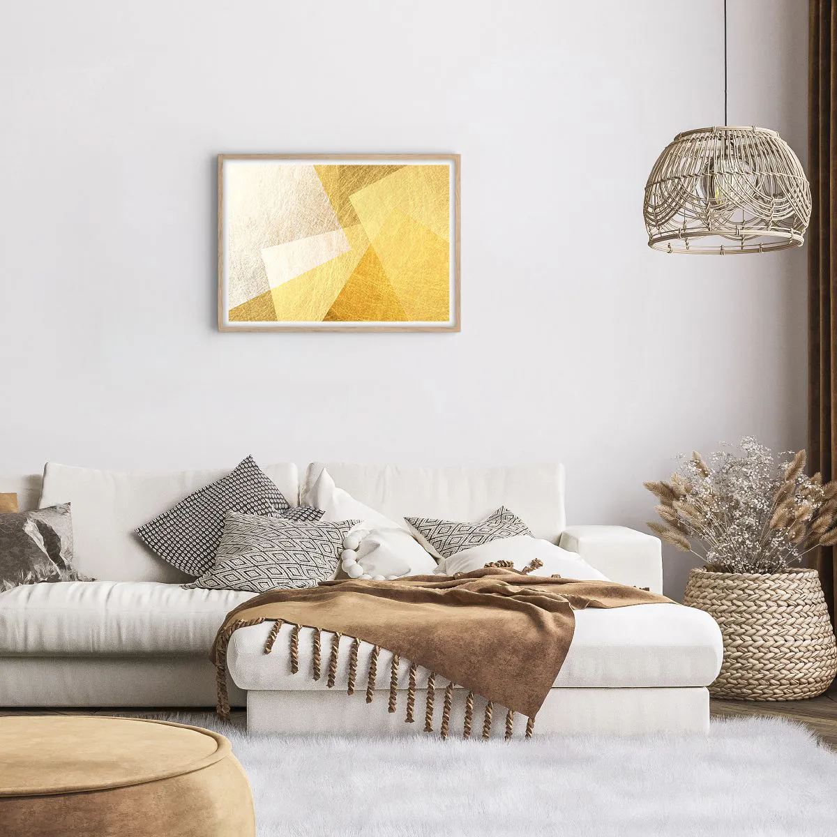 Pôster com moldura de carvalho claro - Clima geométrico - 70x50 cm