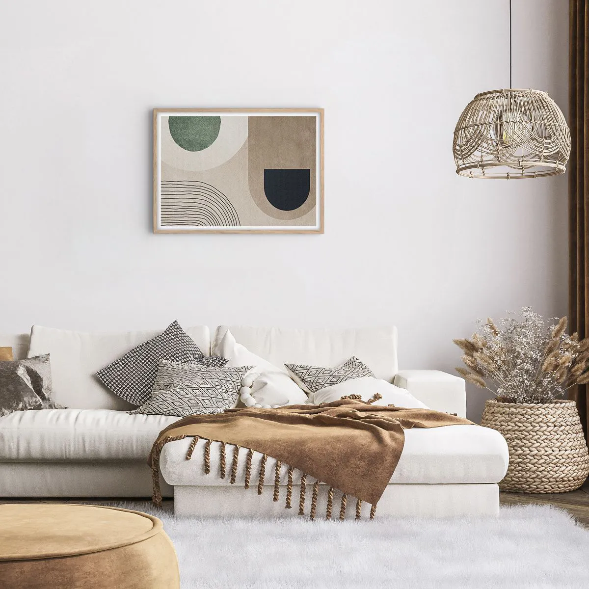 Póster en marco roble claro - La delicadeza de un óvalo - 70x50 cm