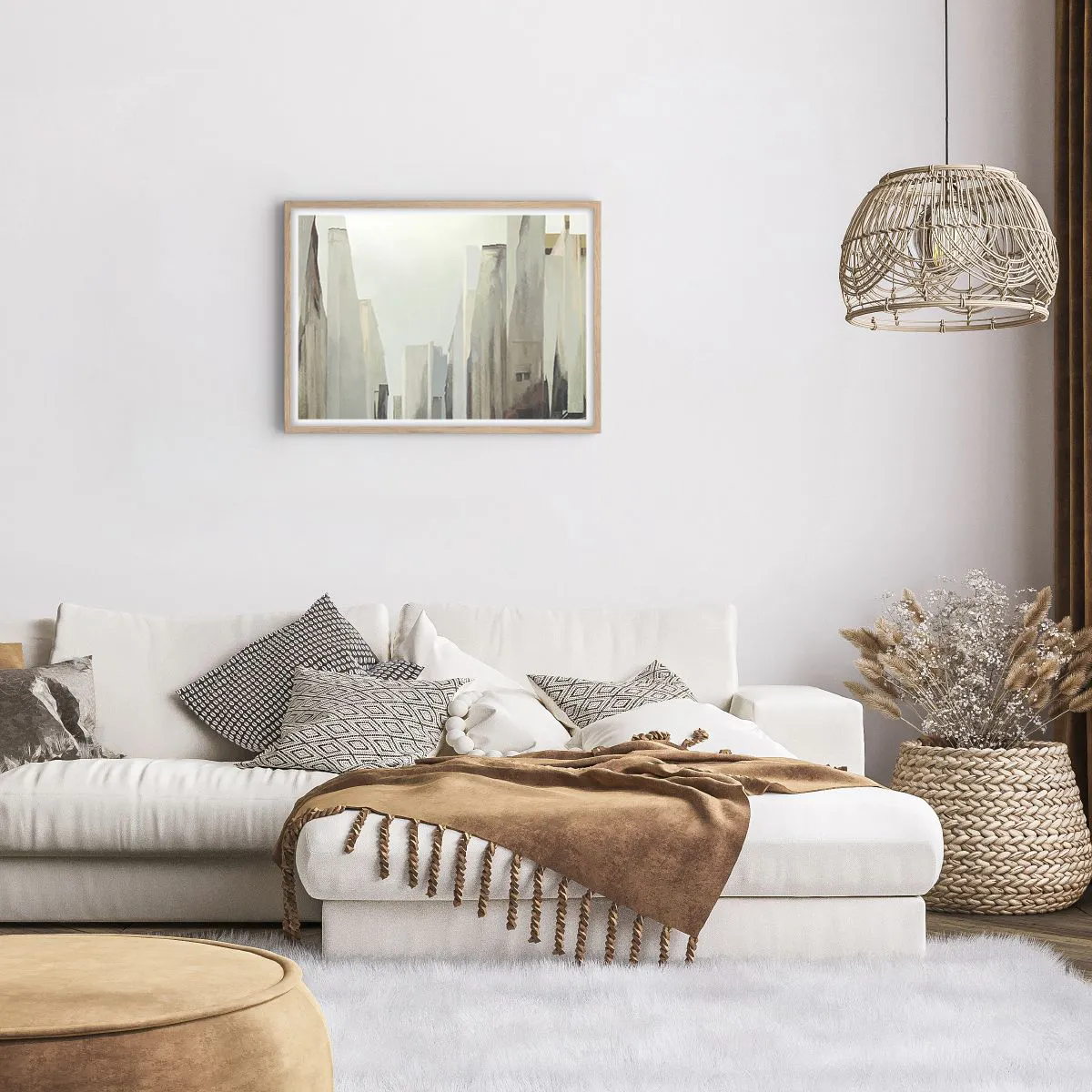 Pôster com moldura de carvalho claro - Sonho com a cidade - 70x50 cm