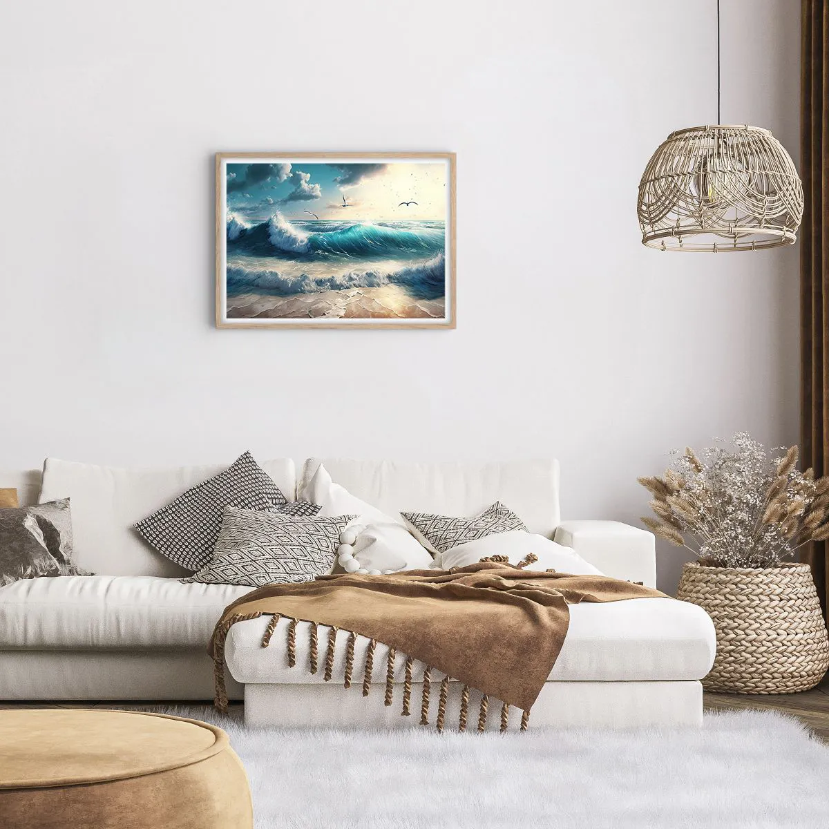 Plakat i ramme af lyst egetræ - Støj kun for dig - 70x50 cm