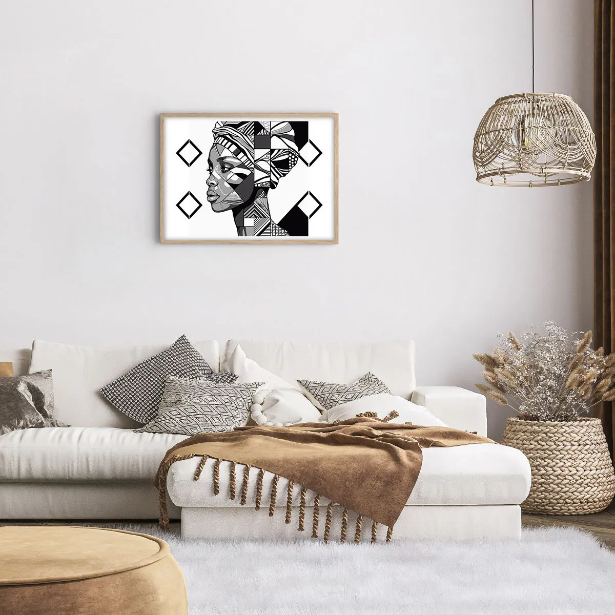 Póster en marco roble claro - Retrato étnico - 70x50 cm