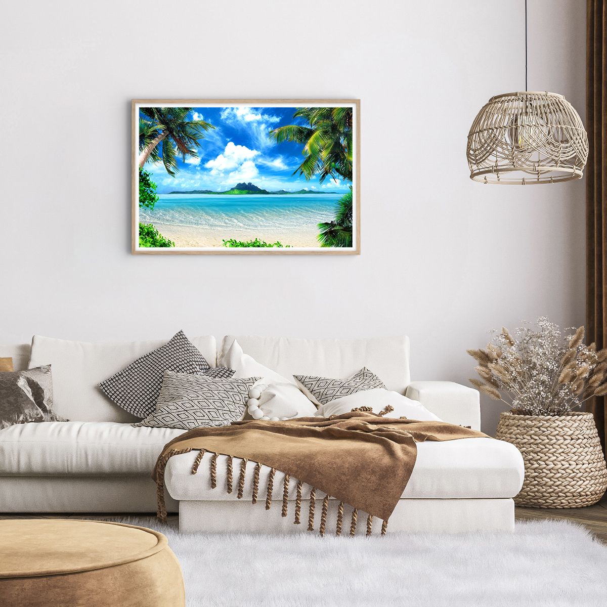 Affiche dans un chêne clair Paysage, Affiche dans un chêne clair Océan, Affiche dans un chêne clair Plage, Affiche dans un chêne clair Île Mystérieuse, Affiche dans un chêne clair Tropiques