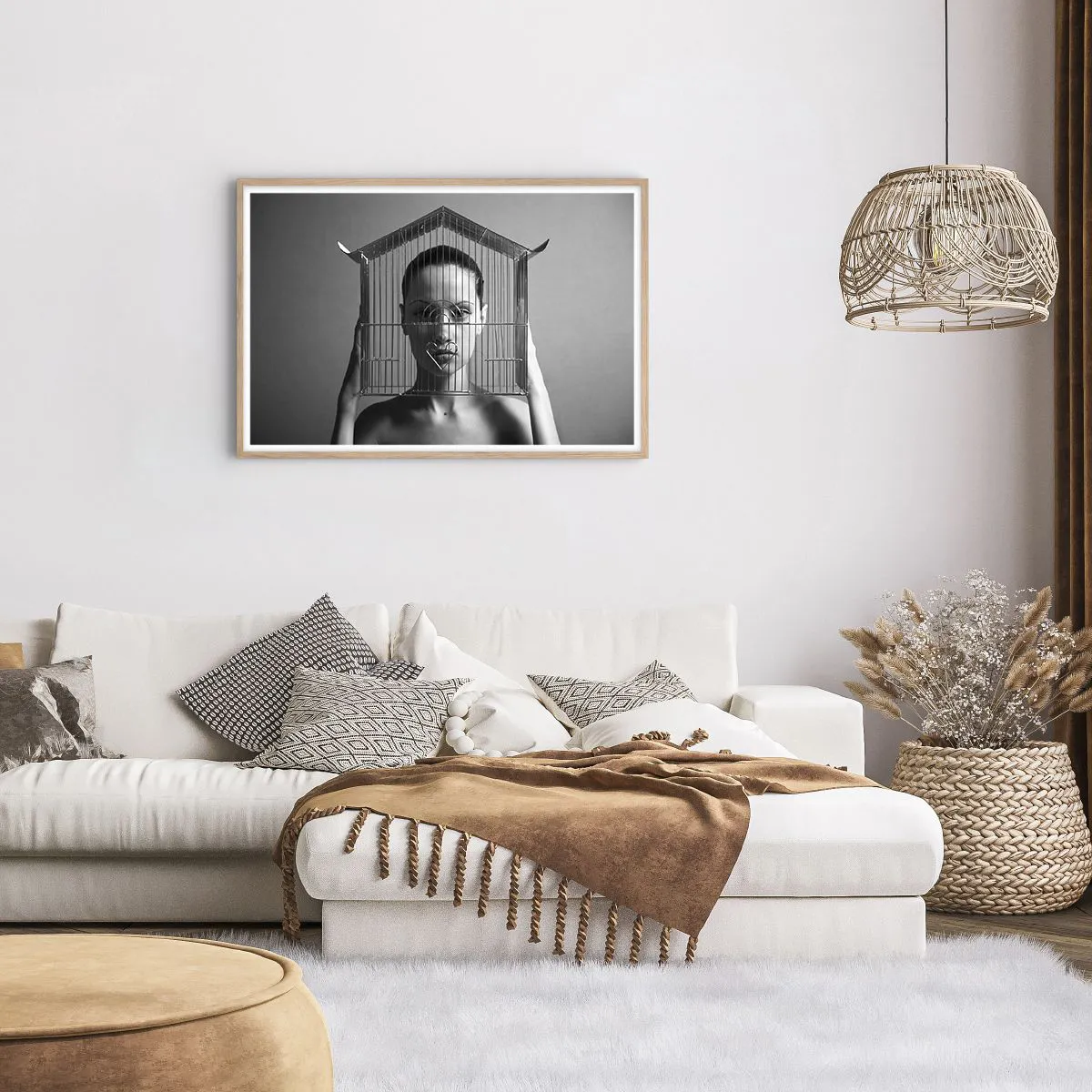 Pôster com moldura de carvalho claro - Retrato um pouco surreal - 91x61 cm