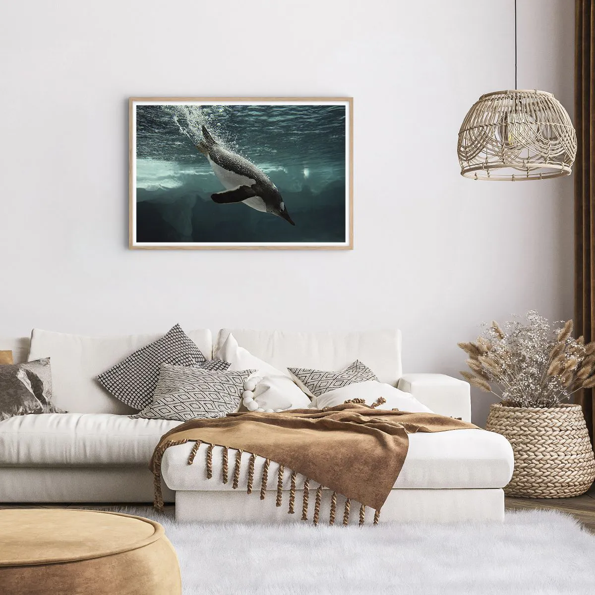 Plakat i ramme af lyst egetræ - Velkommen til min verden - 91x61 cm