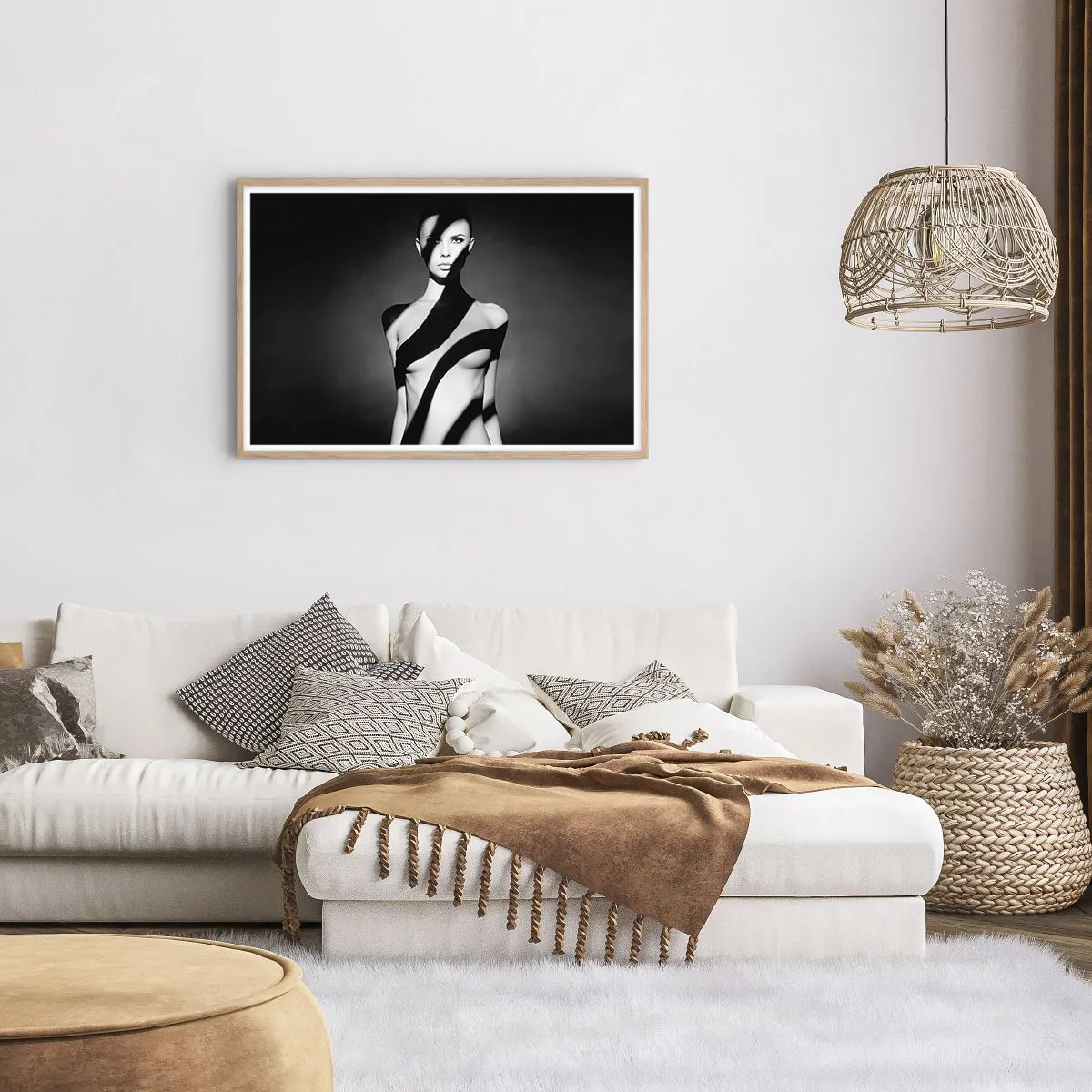 Plakat i ramme af lyst egetræ - I blænding og skygge - 91x61 cm