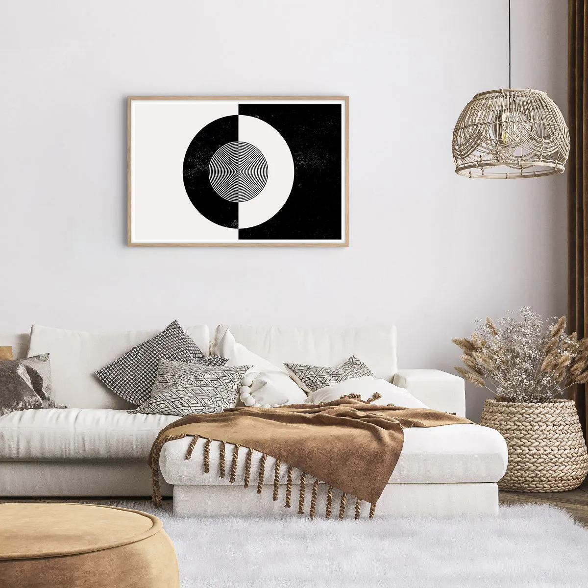 Poster in cornice rovere chiaro - Armonia in bianco e nero - 91x61 cm