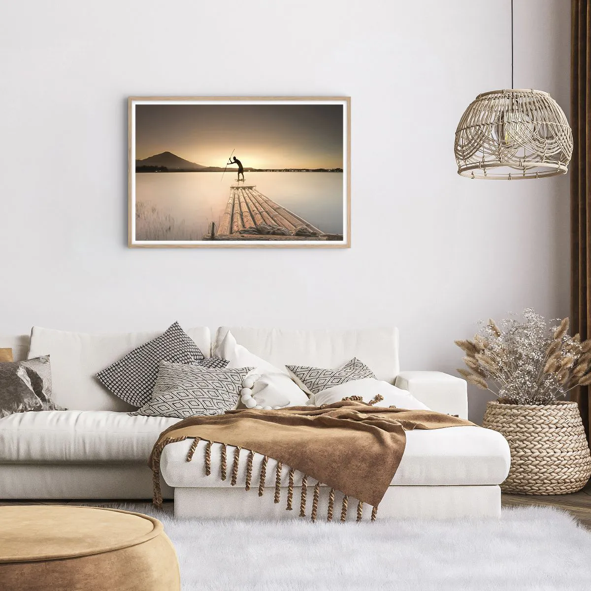 Plakat i ramme af lyst egetræ - Før du hviler - 91x61 cm